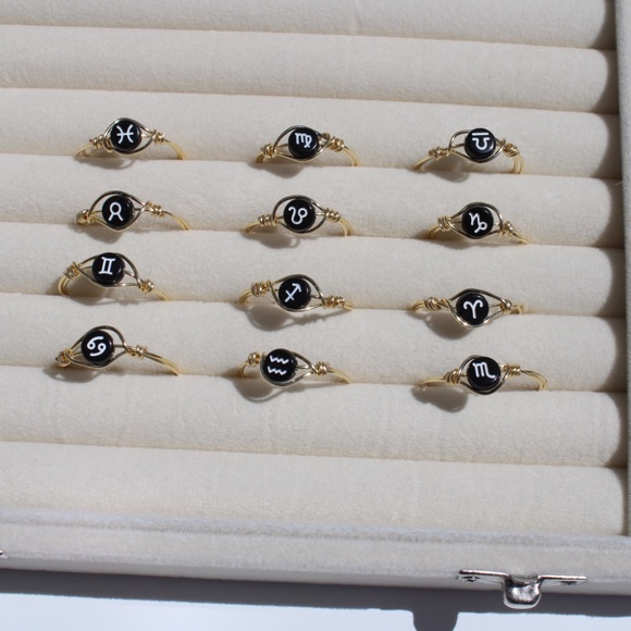 Aquarius Zodiac Sign Ring | Adjustable Ring | Zodiac Ring | Aquarius - Picture 4 of 5